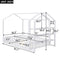 Full Size Wood House Bed with Fence and Detachable Storage Shelves, White(Expected Arrival Time: 1.7) - Supfirm