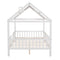 Full Size Wood House Bed with Fence, White - Supfirm