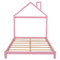 Full Size Wood Platform Bed with House-shaped Headboard (Pink) - Supfirm