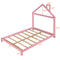 Full Size Wood Platform Bed with House-shaped Headboard (Pink) - Supfirm