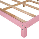 Full Size Wood Platform Bed with House-shaped Headboard (Pink) - Supfirm