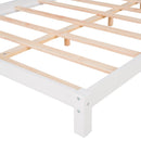 Full Size Wood Platform Bed with House-shaped Headboard (White) - Supfirm