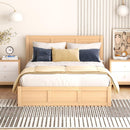 Full Size Wood Platform Bed with Underneath Storage and 2 Drawers, Wood Color - Supfirm