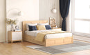 Full Size Wood Platform Bed with Underneath Storage and 2 Drawers, Wood Color - Supfirm