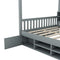 Full Size Wooden House Bed with Shelves and a Mini-cabinet, Gray - Supfirm