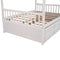 Full size Wooden House Bed with Trundle and 3 Storage Drawers-White - Supfirm