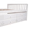 Full size Wooden House Bed with Trundle and 3 Storage Drawers-White - Supfirm