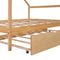 Full Size Wooden House Bed With Twin Size Trundle, Natural - Supfirm