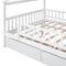 Full Size Wooden House Bed with Two Drawers, White - Supfirm