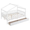 Full Size Wooden House Bed with Two Drawers, White - Supfirm