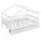 Full Size Wooden House Bed with Two Drawers, White - Supfirm