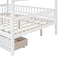 Full Size Wooden House Bed with Two Drawers, White - Supfirm