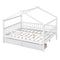 Full Size Wooden House Bed with Two Drawers, White - Supfirm