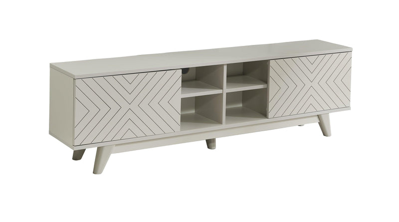 FurnisHome Store Lina Mid Century Modern Tv Stand 2 Door Cabinet 4 Cubby Hole Shelves 67 inch Tv Unit, Grey - Supfirm