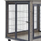 Furniture Dog Cage Crate with Double Doors on Casters. Grey, 31.50'' W x 22.05'' D x 24.8'' H. - Supfirm