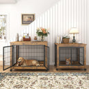 Furniture Dog Cage Crate with Double Doors, Rustic Brown, 38.58'' W x 25.2'' D x 27.17'' H - Supfirm