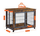 Furniture Dog Cage Crate with Double Doors, Rustic Brown, 38.58'' W x 25.2'' D x 27.17'' H - Supfirm