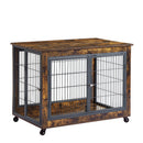 Furniture Dog Cage Crate with Double Doors, Rustic Brown, 38.58'' W x 25.2'' D x 27.17'' H - Supfirm