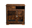 Furniture Dog crate, indoor pet crate end tables, decorative wooden kennels with removable trays. Rustic Brown, 32.3'' W x 22.8'' D x 33.5'' H. - Supfirm