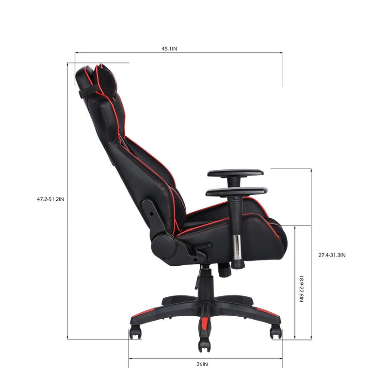 Gaming Chair Racing Office Ergonomic Computer PC Adjustable Swivel Chair with Fully Reclining Back in Red LeatherSoft - Supfirm