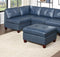 Genuine Leather Ink Blue Tufted 6pc Modular Sofa Set 2x Corner Wedge 3x Armless Chair 1x Ottoman Living Room Furniture Sofa Couch - Supfirm