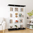 Glass Display Cabinet with 4 Shelves Extra Large, Curio Cabinets for Living Room, Bedroom, Office, Black Floor Standing Glass Bookshelf, Quick Installation - Supfirm