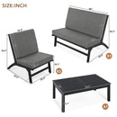 GO 4-Piece V-shaped Seats set, Acacia Solid Wood Outdoor Sofa, Garden Furniture, Outdoor seating, Black And Gray - Supfirm