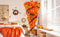 Supfirm GO 7.5 FT Orange Upside Down Christmas Tree with 300 LED Warm Lights X-mas, Halloween-themed Ornaments and Satin Ribbon - Supfirm