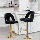 Golden Swivel Velvet Barstools Adjusatble Seat Height from 25-33 Inch, Modern Upholstered Bar Stool & Counter Stools with Nailheads for Home Pub and Kitchen Island,Set of 2, Black - Supfirm