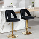 Golden Swivel Velvet Barstools Adjusatble Seat Height from 25-33 Inch, Modern Upholstered Bar Stool & Counter Stools with Nailheads for Home Pub and Kitchen Island,Set of 2, Black - Supfirm