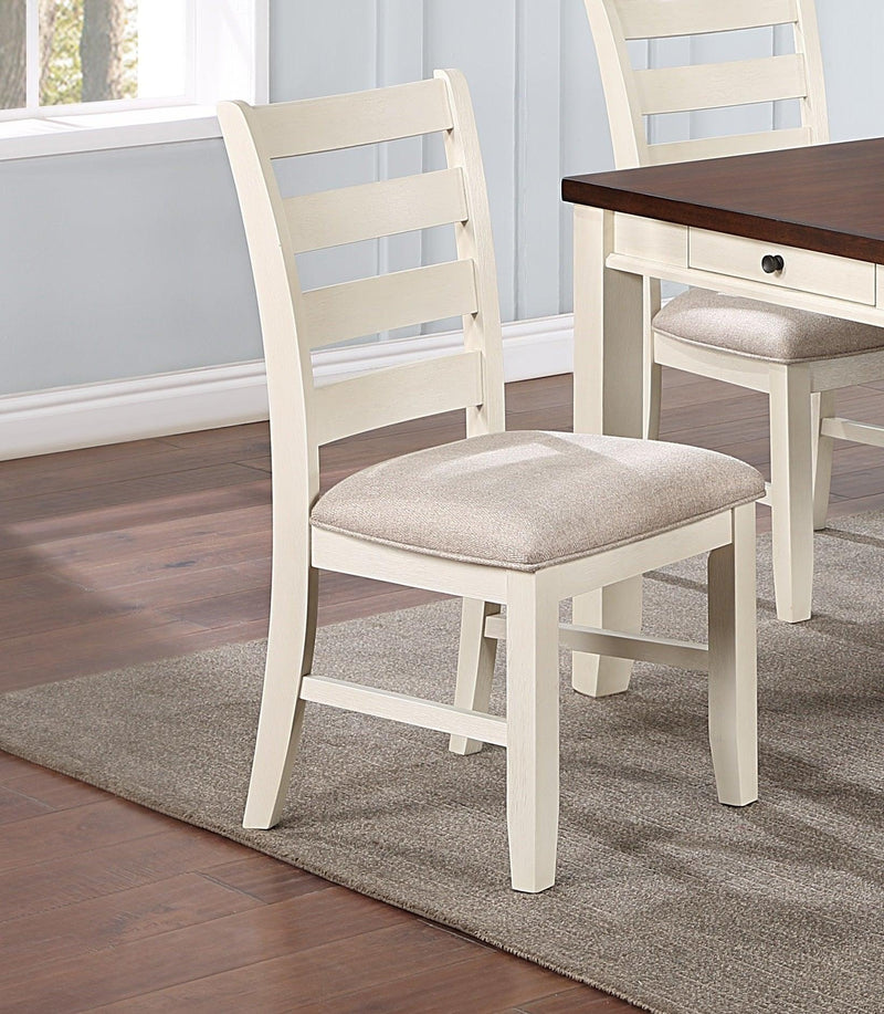 Gorgeous Classic Dining Room Furniture 7pc Dining Set Dining Table w Drawers 6x Side Chairs White Rubberwood Walnut Acacia Veneer Ladder Back Chair - Supfirm