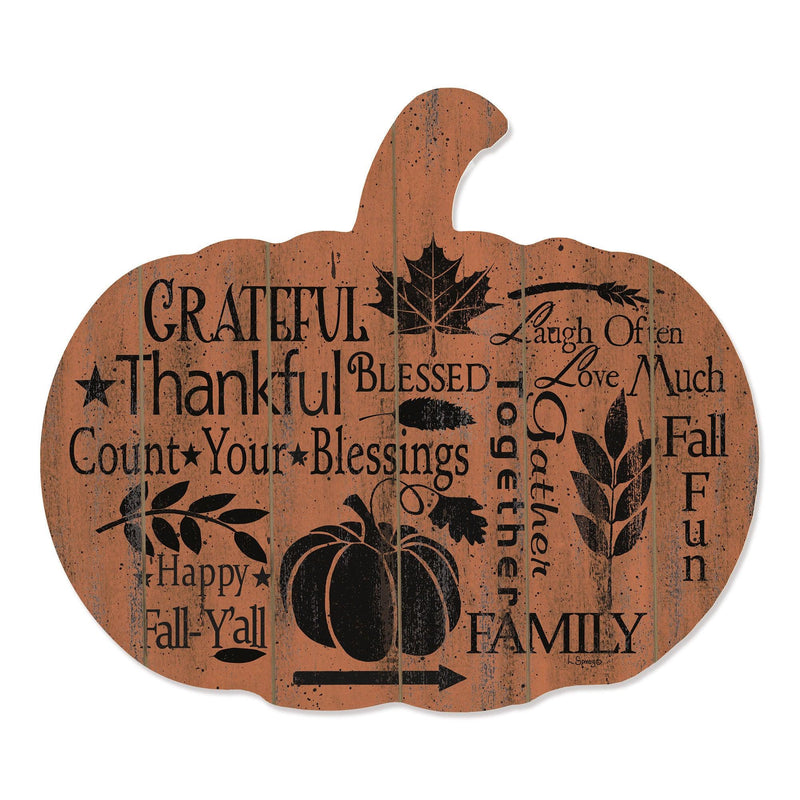 Supfirm "Grateful" By Artisan Linda Spivey Printed on Wooden Pumpkin Wall Art - Supfirm