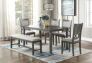 Gray Color Dining Room Furniture Unique Modern 6pc Set Dining Table 4x Side Chairs and A Bench Solid wood Rubberwood and veneers - Supfirm