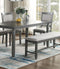 Gray Color Dining Room Furniture Unique Modern 6pc Set Dining Table 4x Side Chairs and A Bench Solid wood Rubberwood and veneers - Supfirm