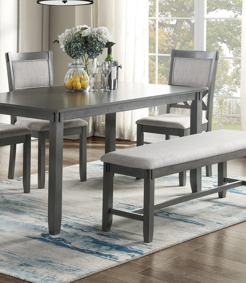 Gray Color Dining Room Furniture Unique Modern 6pc Set Dining Table 4x Side Chairs and A Bench Solid wood Rubberwood and veneers - Supfirm