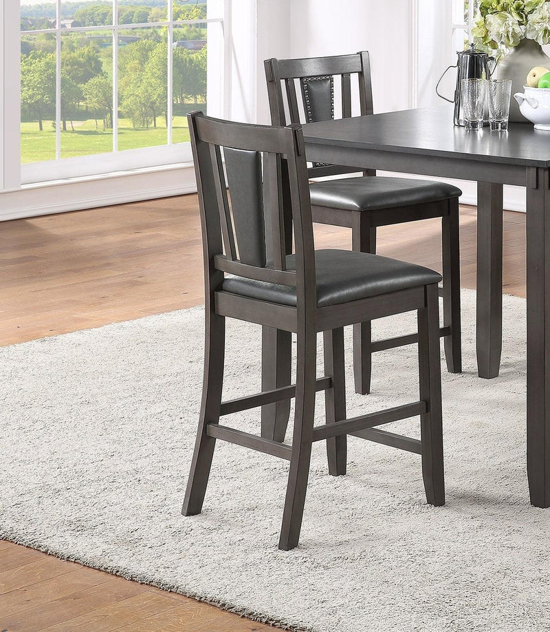 Grey Finish Dinette 5pc Set Kitchen Breakfast Counter height Dining Table w wooden Top Upholstered Cushion 4x High Chairs Dining room Furniture - Supfirm