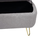 Grey Storage Ottoman Bench for End of Bed Gold Legs, Modern Grey Faux Fur Entryway Bench Upholstered Padded with Storage for Living Room Bedroom - Supfirm