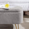 Grey Storage Ottoman Bench for End of Bed Gold Legs, Modern Grey Faux Fur Entryway Bench Upholstered Padded with Storage for Living Room Bedroom - Supfirm