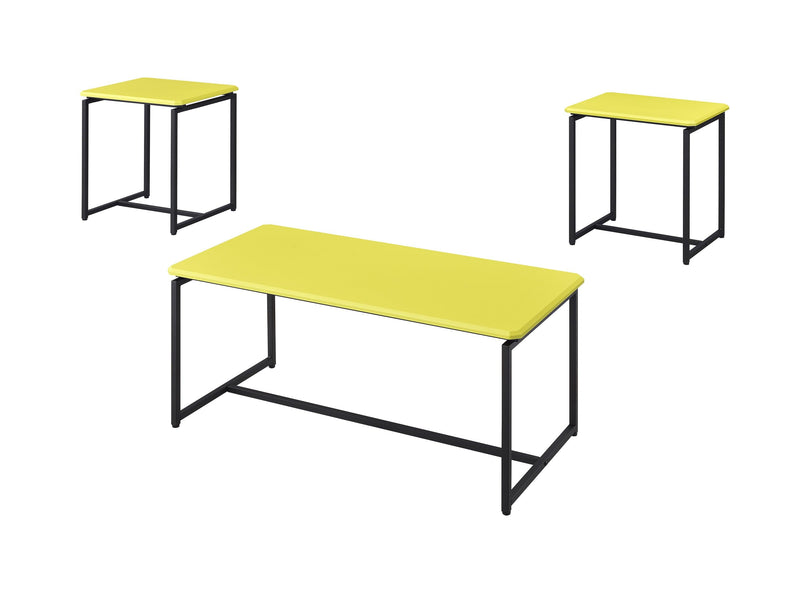 GT 3 Piece Yellow Carbon Fiber Wrap Coffee Table and End Table Set - Supfirm