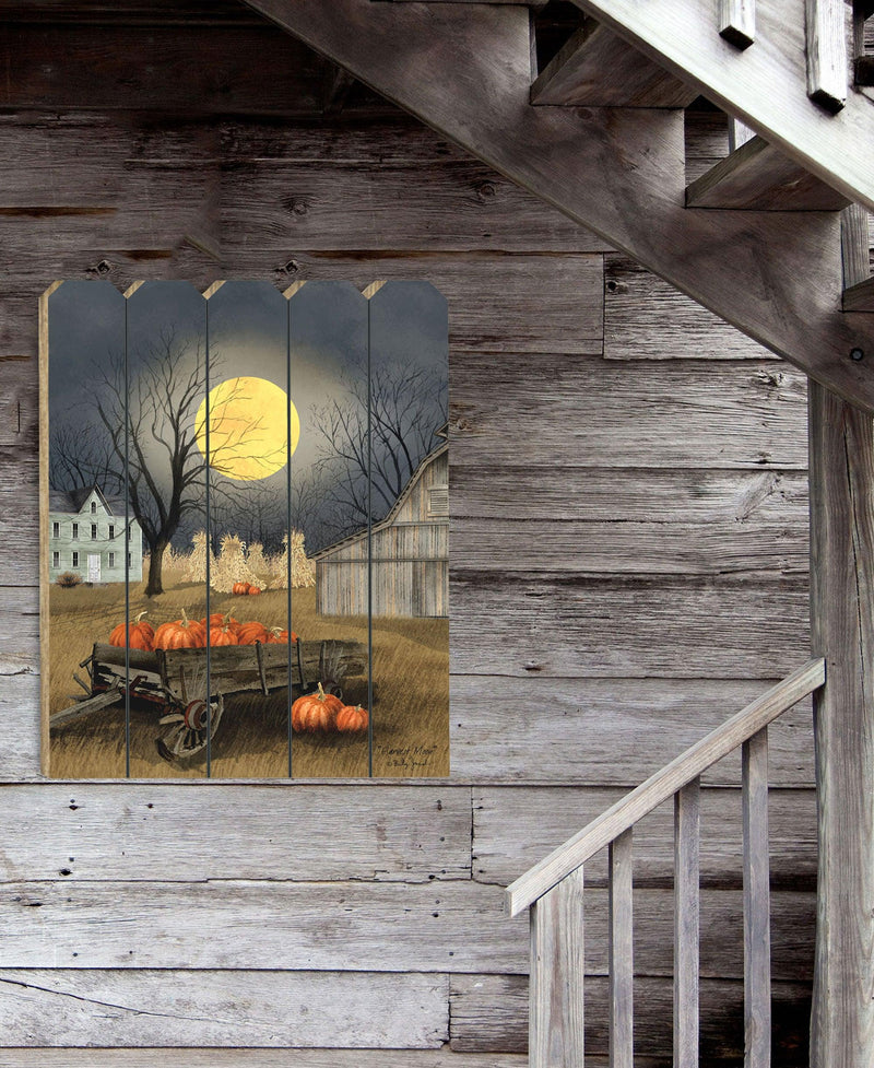 Supfirm "Harvest Moon" By Artisan Billy Jacobs, Printed on Wooden Picket Fence Wall Art - Supfirm