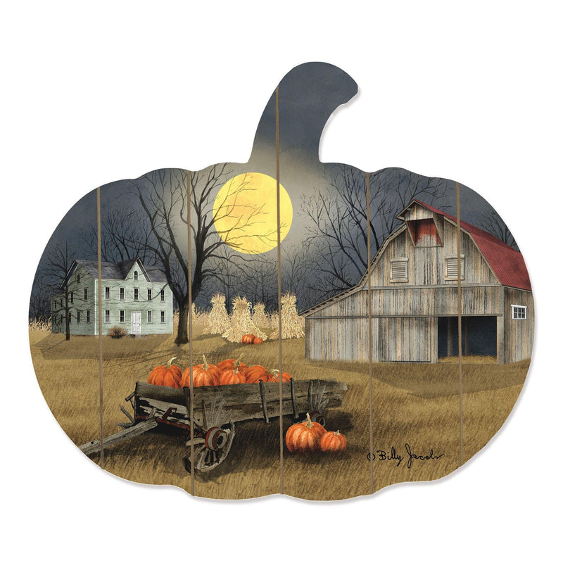 Supfirm "Harvest Moon" By Artisan Billy Jacobs Printed on Wooden Pumpkin Wall Art - Supfirm