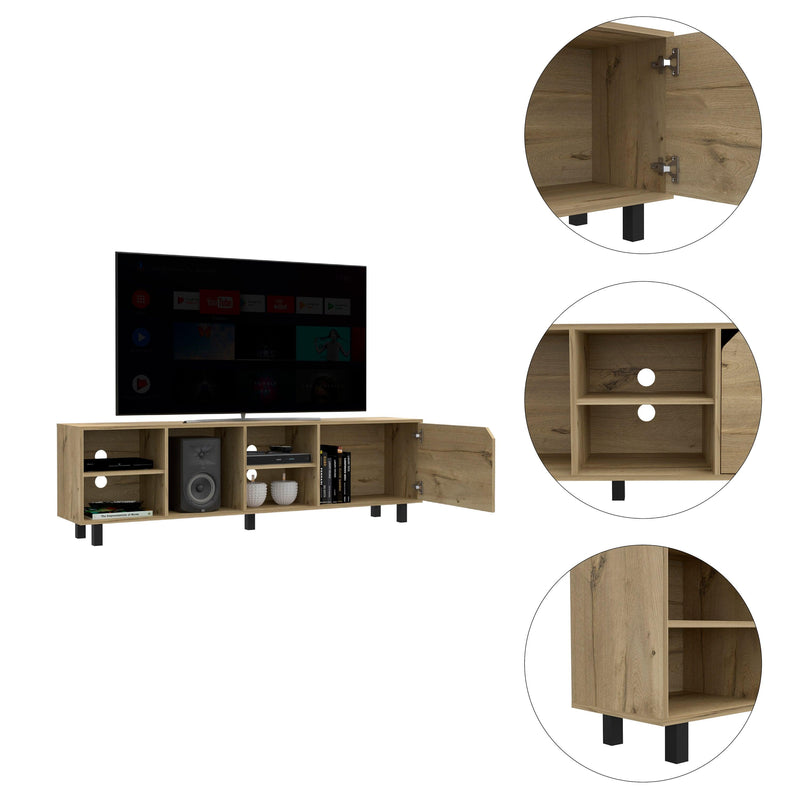 Harwich 5-Shelf TV Stand Light Oak - Supfirm