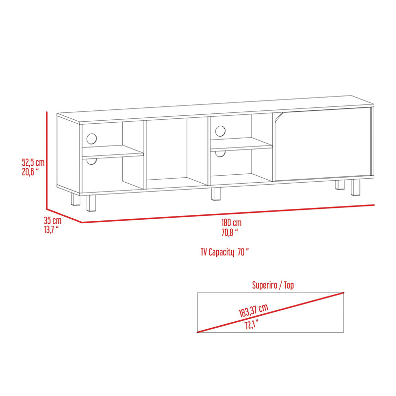 Harwich 5-Shelf TV Stand Light Oak - Supfirm