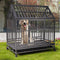 Heavy Duty Metal Dog Kennel Cage Crate with 4 Universal Wheels, Openable Pointed Top and Front Door, Black - Supfirm