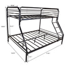 Heavy Duty Twin-Over-Full Metal Bunk Bed, Easy Assembly with Enhanced Upper-Level Guardrail, Black - Supfirm