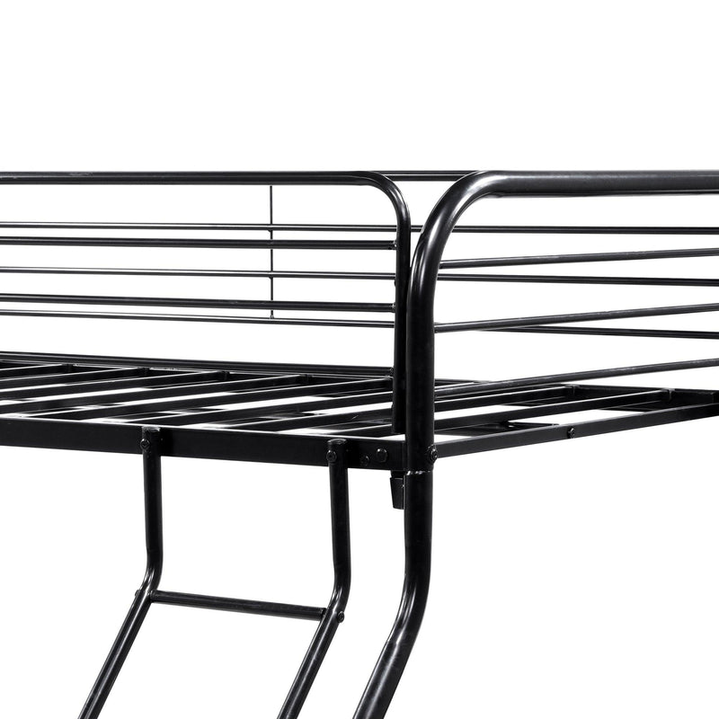 Heavy Duty Twin-Over-Full Metal Bunk Bed, Easy Assembly with Enhanced Upper-Level Guardrail, Black - Supfirm