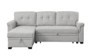 Hunter Light Gray Linen Reversible Sleeper Sectional Sofa with Storage Chaise - Supfirm