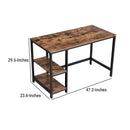 Industrial 47 Inch Wood and Metal Desk with 2 Shelves, Black and Brown - Supfirm