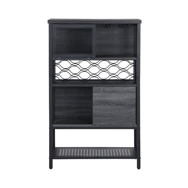 Supfirm Industrial Bar Cabinet with Wine Rack for Liquor and Glasses, Wood and Metal Cabinet for Home Kitchen Storage Cabinet - Supfirm