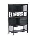 Supfirm Industrial Bar Cabinet with Wine Rack for Liquor and Glasses, Wood and Metal Cabinet for Home Kitchen Storage Cabinet - Supfirm